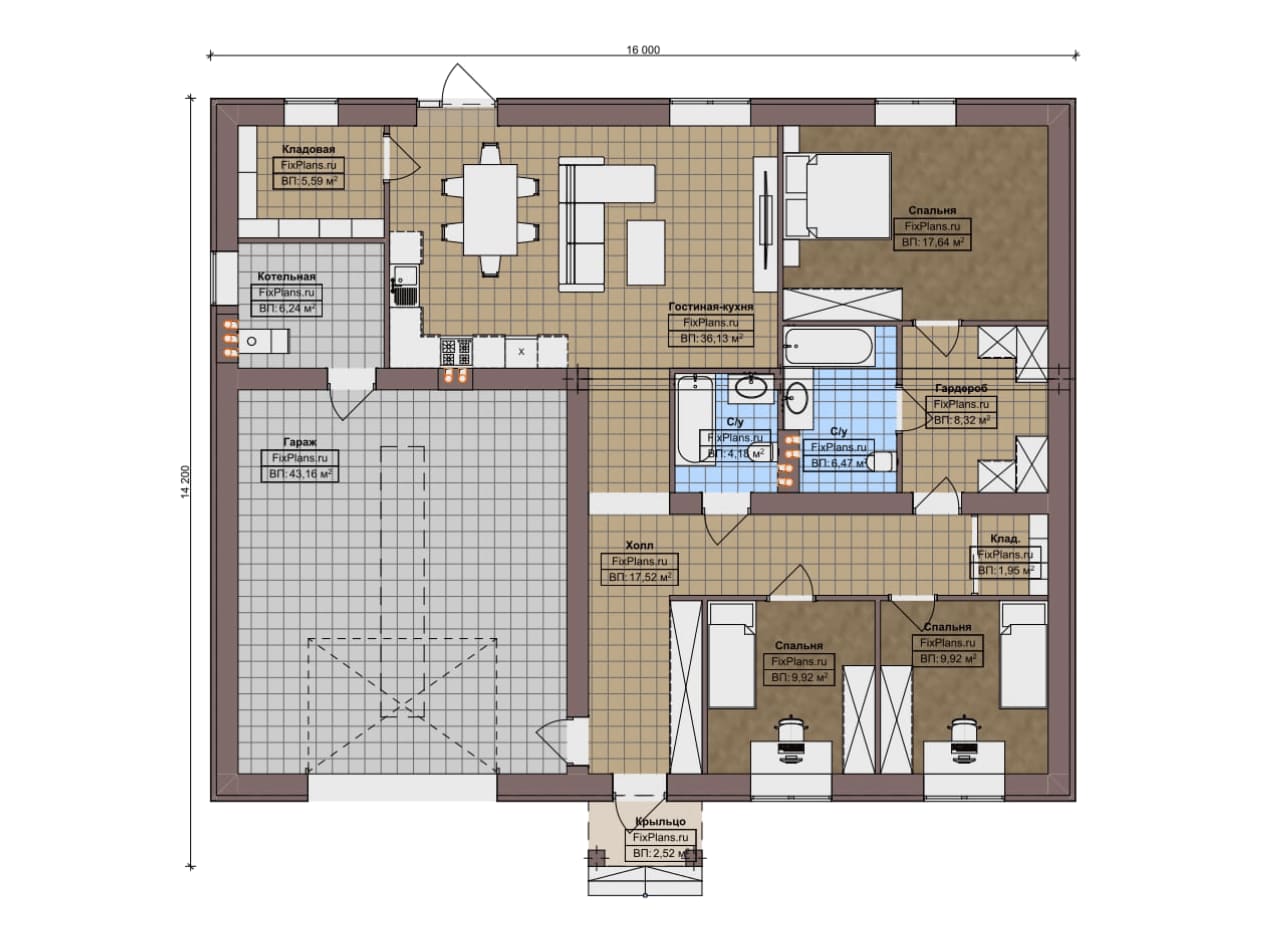 Планировка Одноэтажный дом F-12212