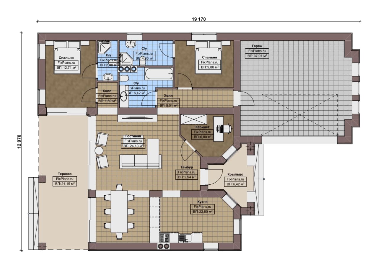 Планировка Одноэтажный дом F-16865