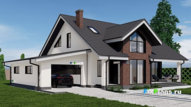 Одноэтажный дом с мансардой  F-0062
