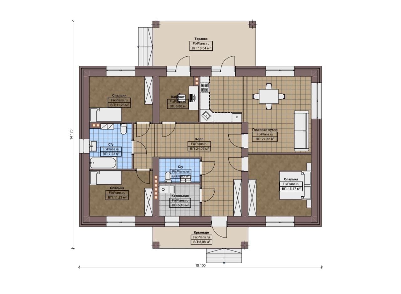 Планировка Одноэтажный дом F-11078