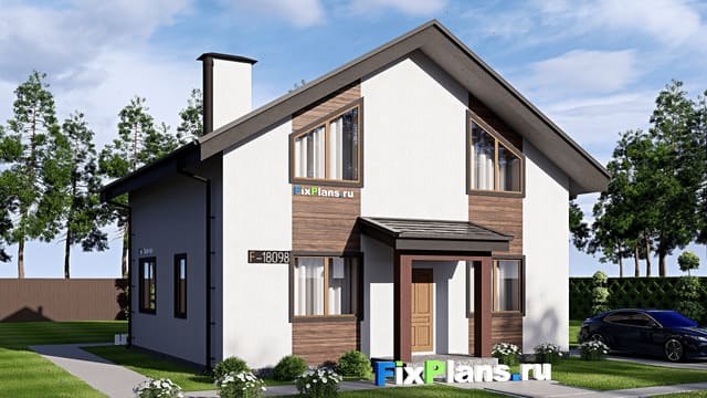 Одноэтажный дом с мансардой  F-18098