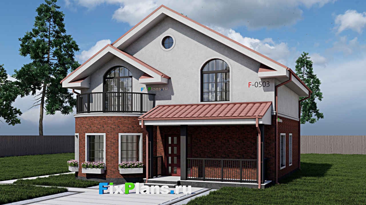 Одноэтажный дом с мансардой  F - 0503 — фасад
