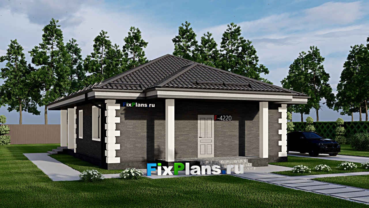 Одноэтажный дом F-4220 — фасад